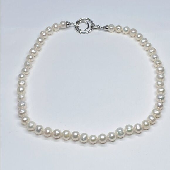 Majorica Pearl-Strand Necklace with Crystal Embellished Clasp - Picture 3 of 10